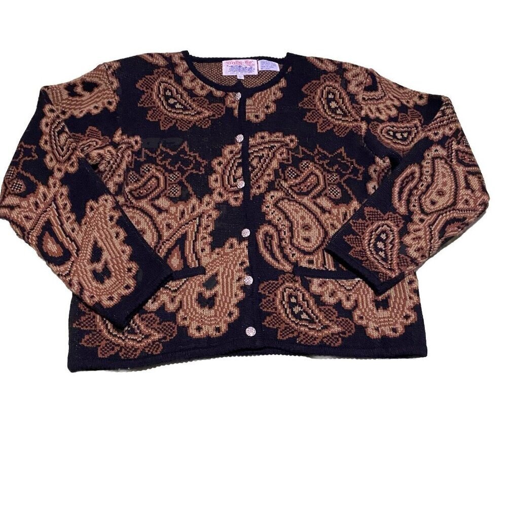 Tally Ho Acrylic Cardigan Sweater Womens Large Vintage 90s Knit Buttons‎
